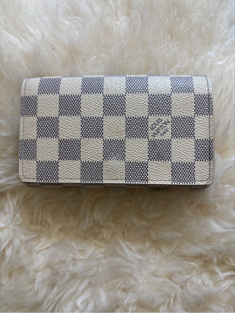 Louis Vuitton Tresor--Damier Azur Canvas Beige Checkered Small Wallet - Picture 2 of 9